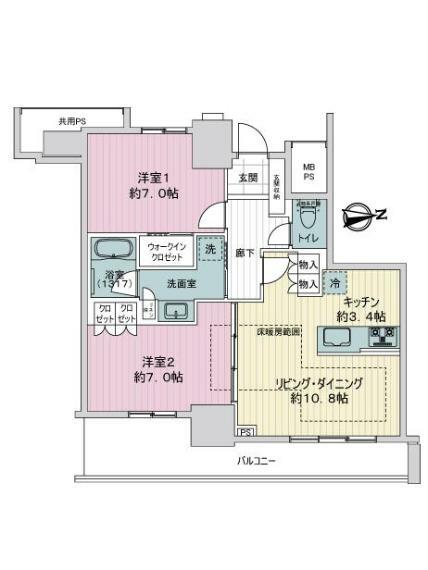 ライオンズ岐阜プレミストタワー35(2LDK) 10階の間取り図