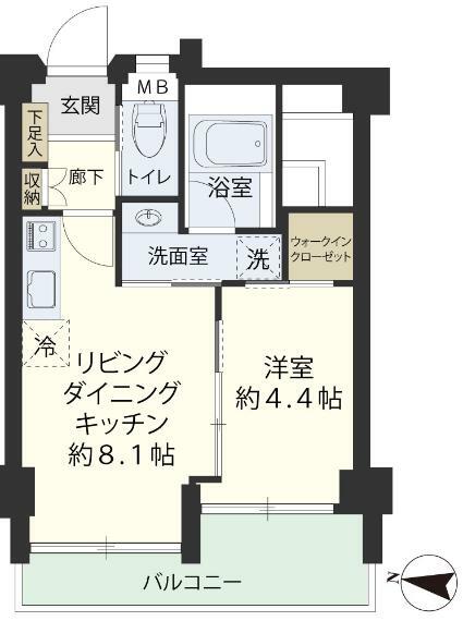 中野スカイマンション(1LDK) 8階の間取り図