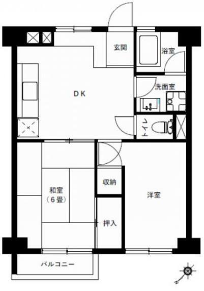 日興パレス文京(2DK) 4階の間取り図