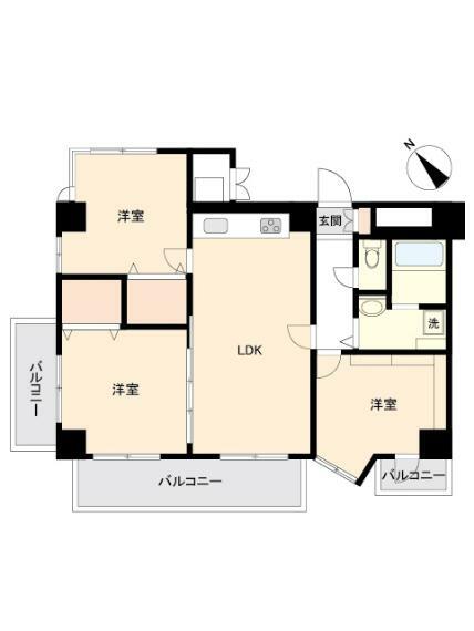 栗林青葉台マンション(3LDK) 8階の内観