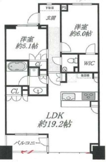 藤和シティホームズ初台(2LDK) 4階の間取り図