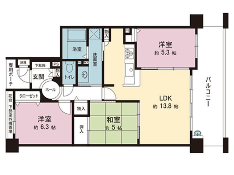クレアコート新金岡(3LDK) 5階の間取り図