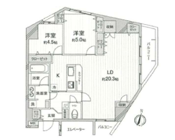 グリーンパーク新宿の杜(2LDK) 6階の間取り図
