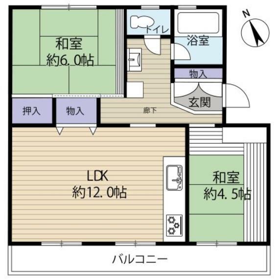永山団地3-1(2LDK) 4階の間取り図