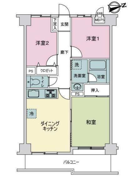 ライオンズマンション船橋三咲(3DK) 4階の内観