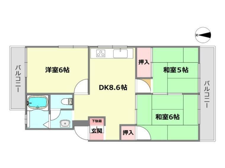 星の荘ガーデンハイツ(3DK) 2階の間取り図