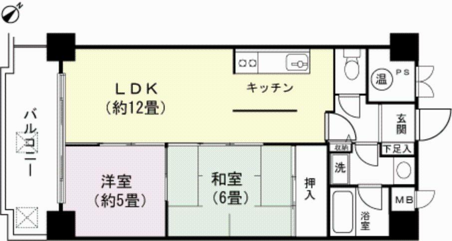 ライオンズマンション片瀬白田(2LDK) 7階の内観