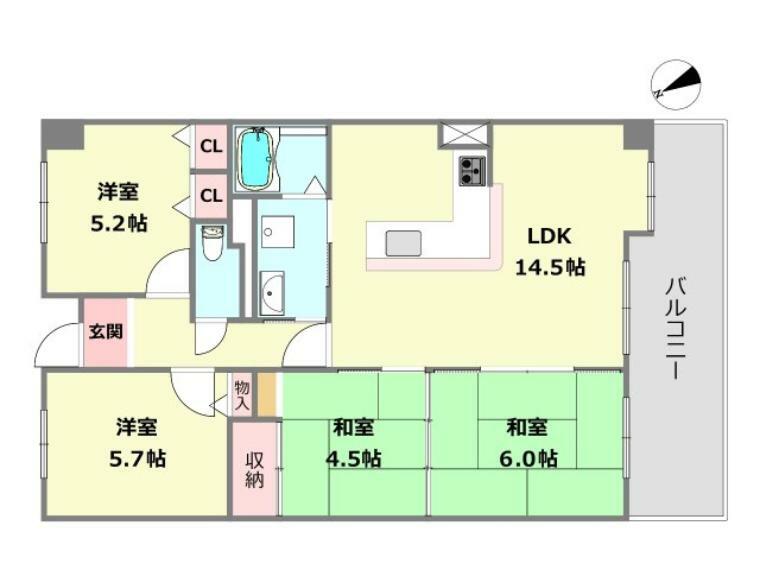 ラヴェニール宝塚中山台ドゥジェーム(4LDK) 7階の間取り図