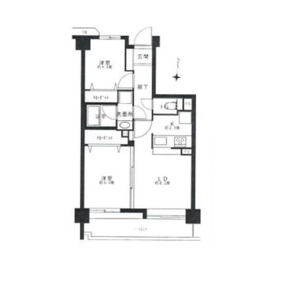 横浜大口ガーデンハウス(2LDK) 5階の間取り図