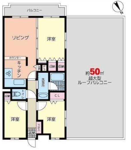 ユニーブル宮崎台(3LDK) 5階の間取り図