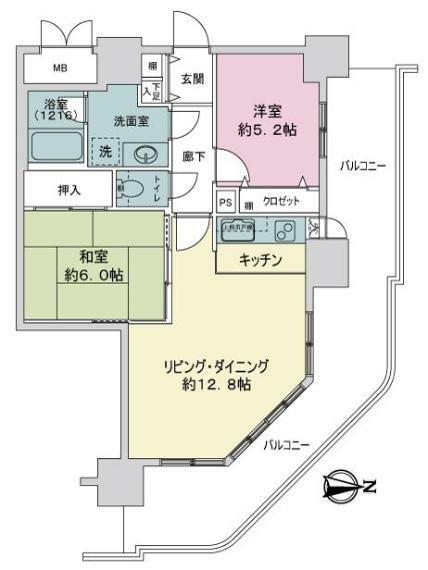 ライオンズマンション札幌スカイタワー(2LDK) 23階の間取り図