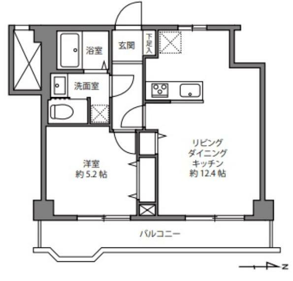 パシフィック武蔵野台ニューハイツ(1LDK) 8階の間取り図
