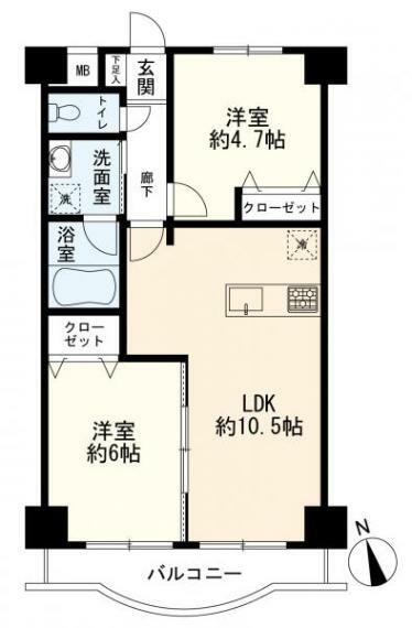 横浜阪東橋ガーデンハウス(2LDK) 1階の間取り図