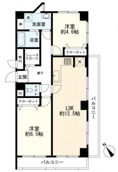 パラシオン鶴見(2LDK) 5階の間取り図
