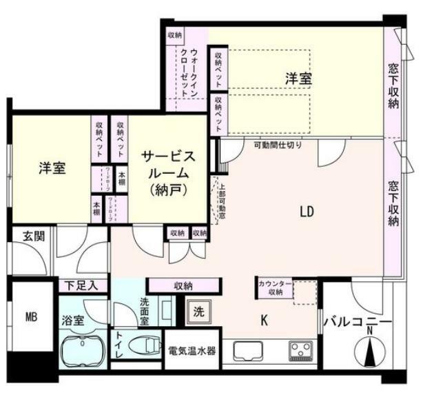 スカイハイツトーカイ(2LDK) 17階の間取り図