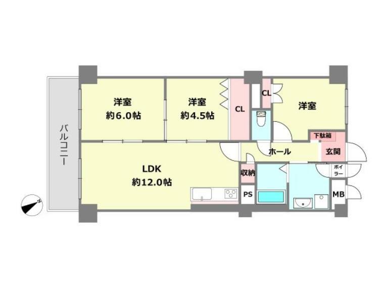 シーアイマンション夙川広田(3LDK) 8階の内観