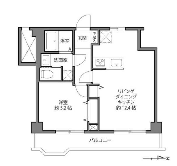 パシフィック武蔵野台ニューハイツ(1LDK) 8階の間取り図