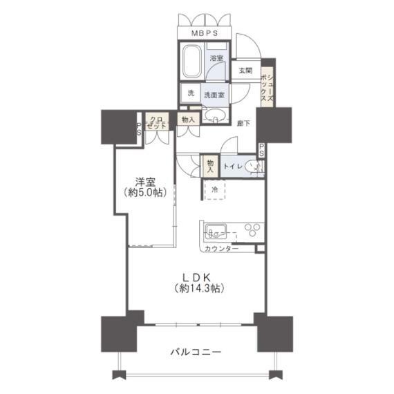 ローレルタワー堺筋本町(1LDK) 21階の間取り図