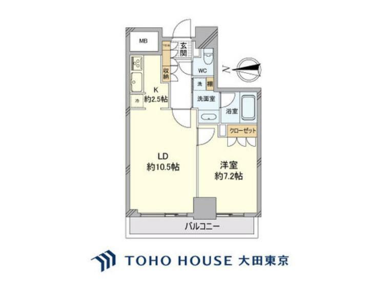 品川タワーフェイス(1LDK) 20階の間取り図