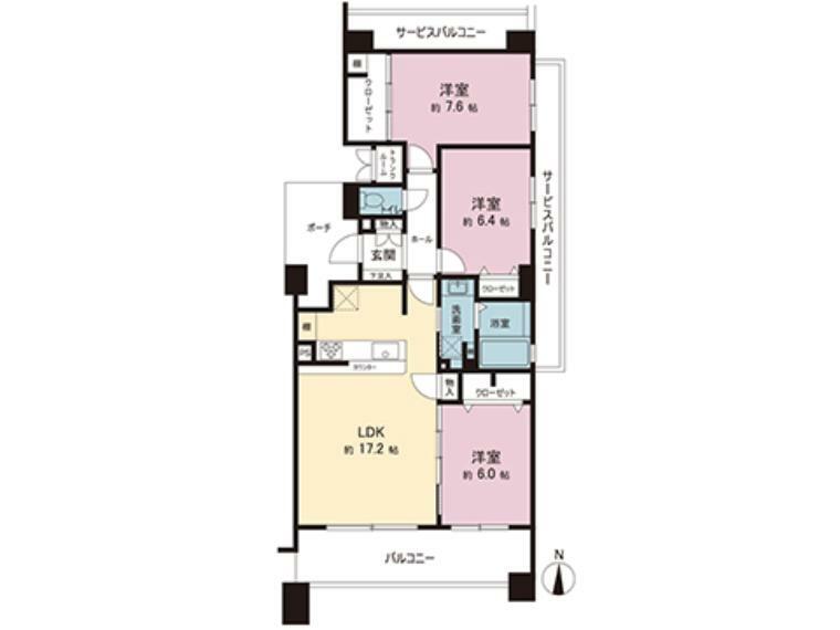 ソルテ高崎イースト(3LDK) 9階の間取り図