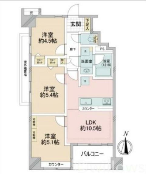 マイキャッスル府中寿町(3LDK) 9階の間取り図