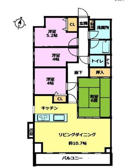 ナイスアーバン稲毛(4LDK) 1階の間取り図