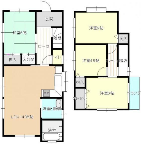 【リフォーム済】4LDKの間取りです。