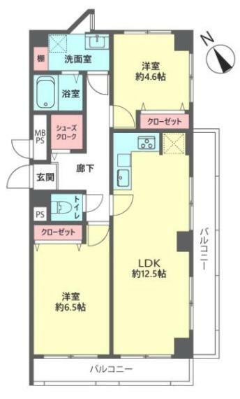 パラシオン鶴見(2LDK) 5階の間取り図