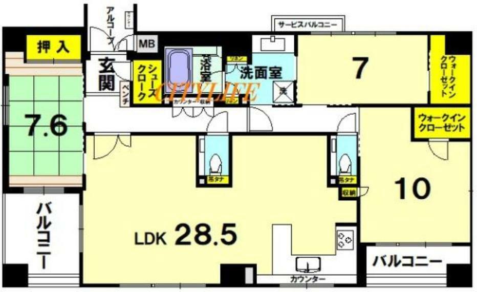 ザ・レジデンス京都祇園八坂通(3LDK) 4階の内観