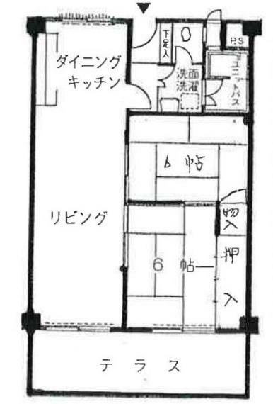 六甲ハイツ(2LDK) 3階の間取り図