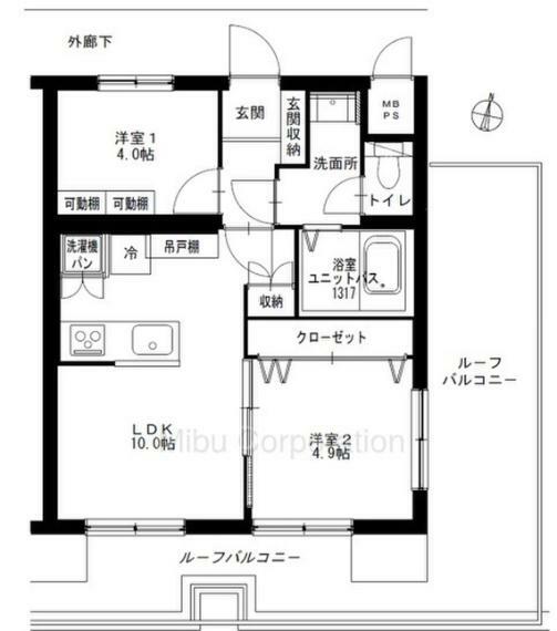 ライオンズマンション上用賀(2LDK) 5階の間取り図