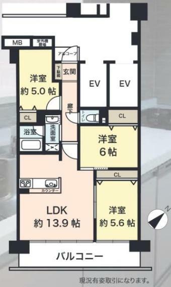 三国駅前アーバンコンフォート(3LDK) 2階の内観