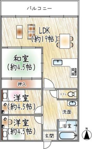 ローレルハイツ武庫之荘(3LDK) 6階の間取り図