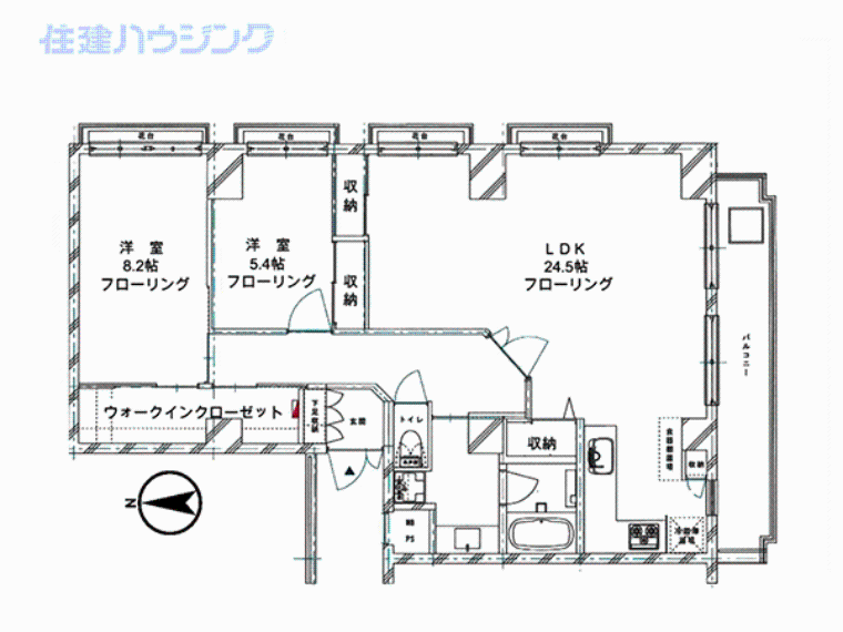 マンション小石川台(2LDK) 14階の間取り図