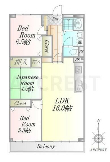 新所沢スカイハイツ(3LDK) 10階の間取り図