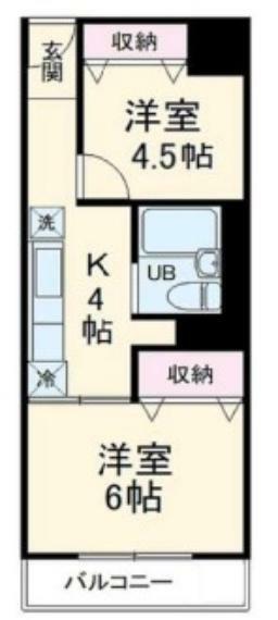 川口寿コーポ(2DK) 5階の間取り図