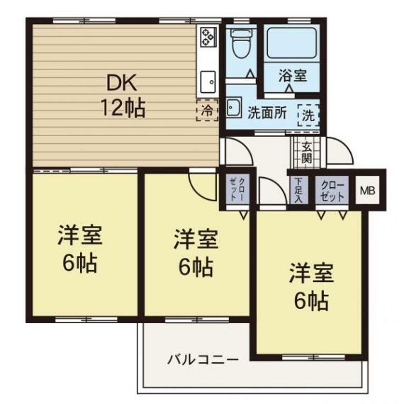 南長津田団地(3LDK) 4階の間取り図