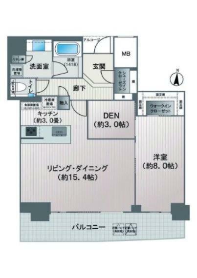大阪ひびきの街ザ・サンクタスタワー(1LDK) 46階の間取り図