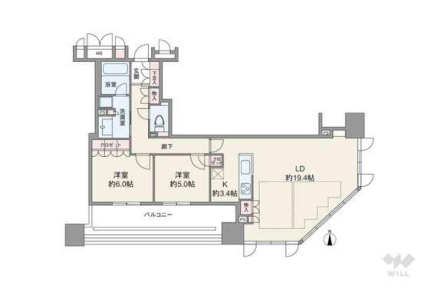 ブランズタワー大阪本町(2LDK) 10階の間取り図