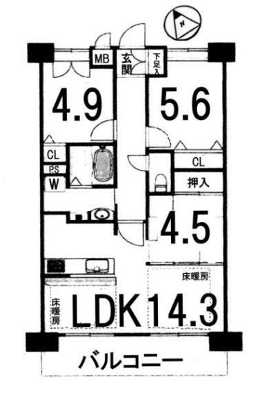 ルネスピース栗東ステーションスクエア(3LDK) 7階の間取り図