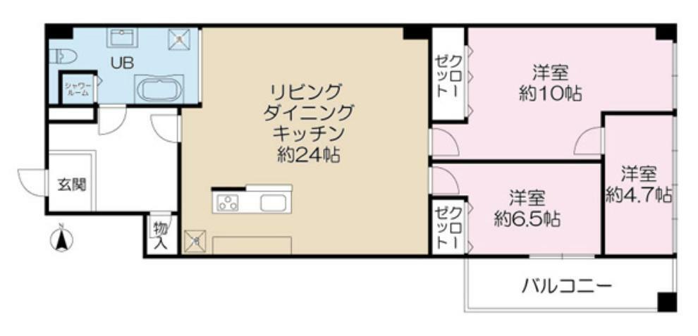 門前仲町サマリヤマンション(3LDK) 2階の間取り図