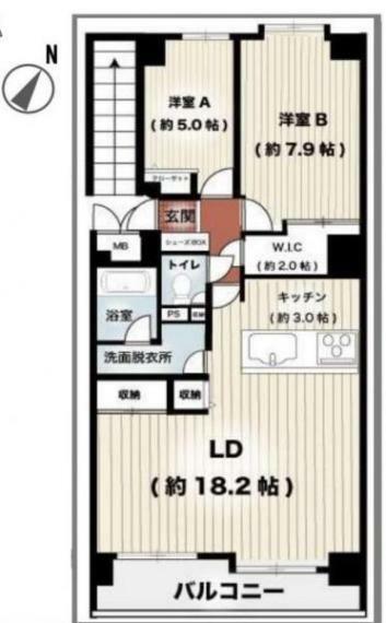 エステ・ヒルズ千葉東フォレストスクエア(2LDK) 4階の間取り図