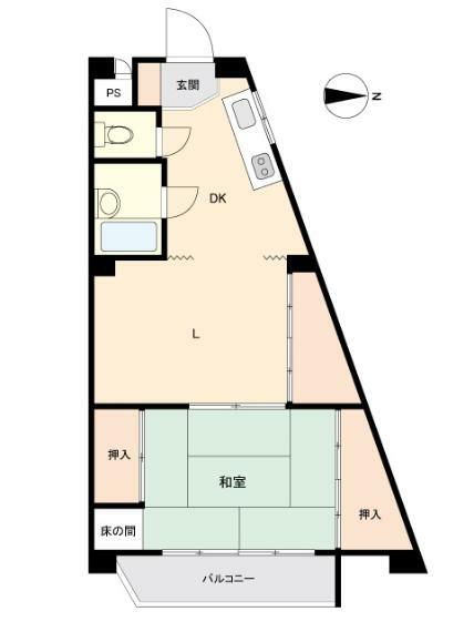 サンマンション新大阪(1LDK) 2階の間取り図