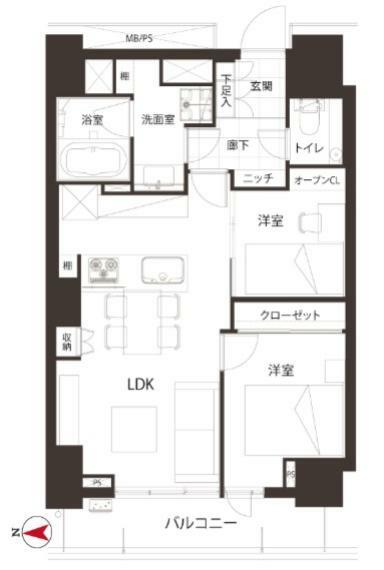 ルネッサンスタワー上野池之端(2LDK) 10階の間取り図