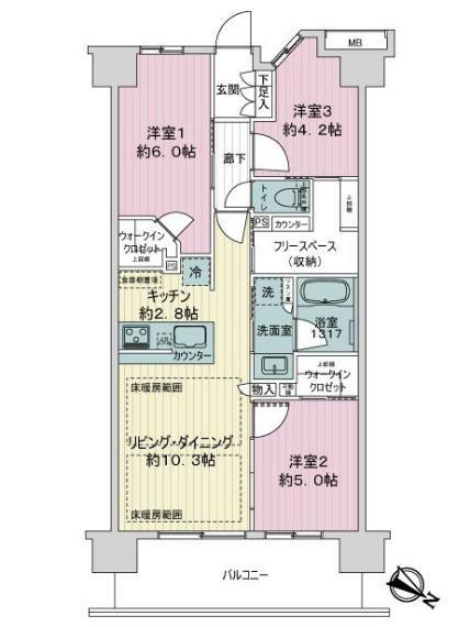 サンクレイドル聖蹟桜ヶ丘レジデンス(3LDK) 14階の内観