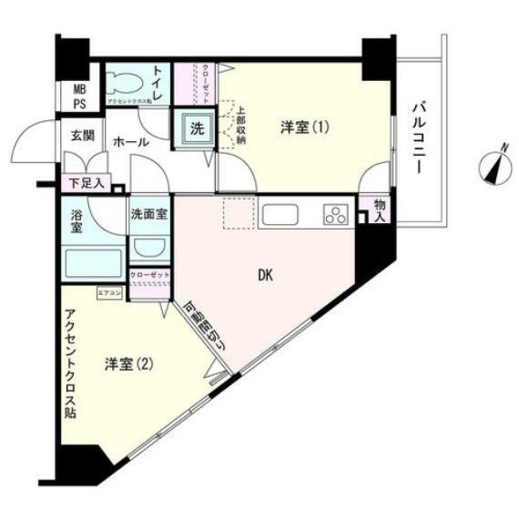 日神パレステージ横浜南(2DK) 5階の間取り図