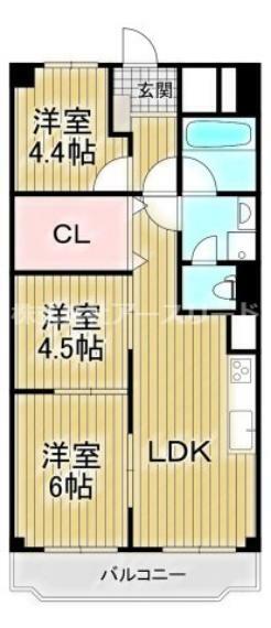 ライオンズマンション江坂(3LDK) 2階の間取り図