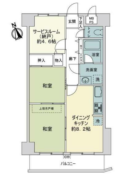 ライオンズマンション東千葉第弐(2DK) 5階の間取り図