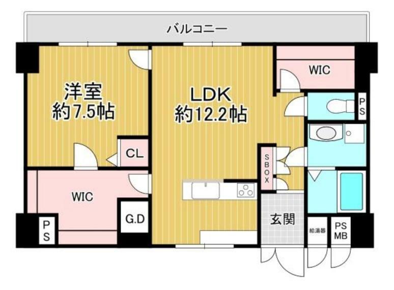 日商岩井京橋ハイツ(1LDK) 6階の間取り図