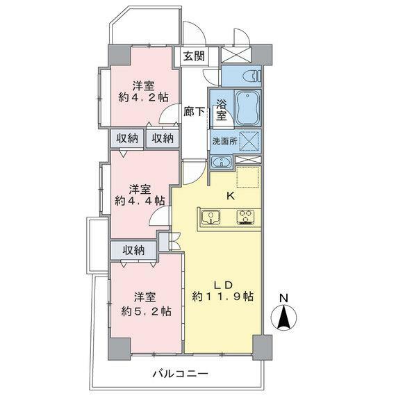 ウイングヒルズ東村山本町(3LDK) 2階の間取り図